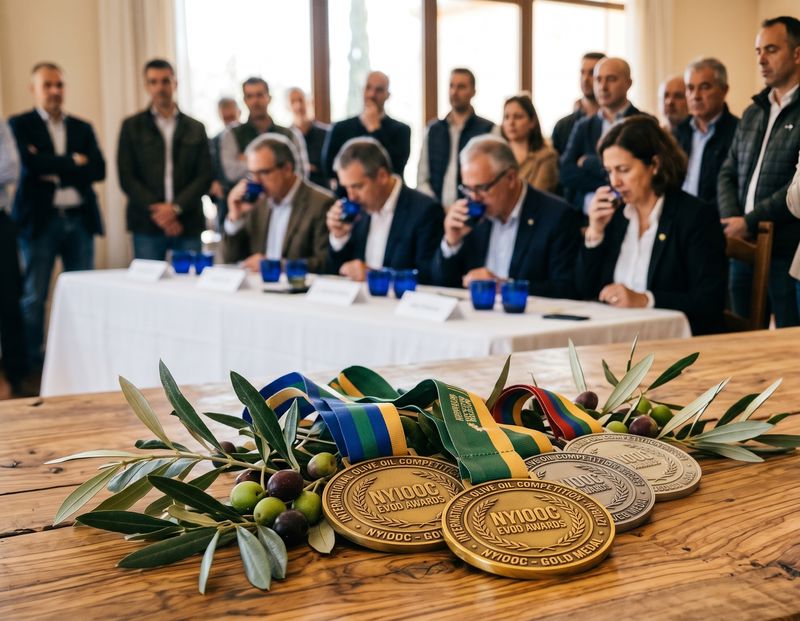 מדליות זהב וכסף בתחרות שמן זית בינלאומיות, לצד עלי זית